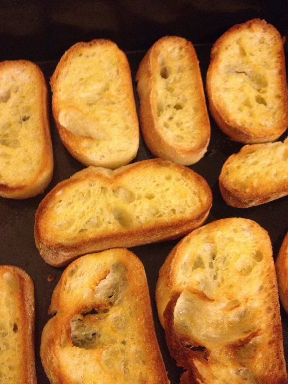 Once your bread is your desired toastyness, take that out.