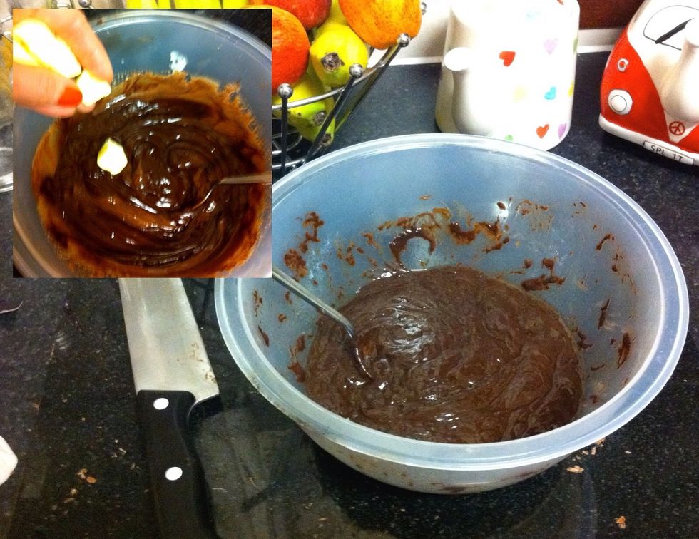 Once your butter is well incorporated, put the mix in the fridge for at least two hours or overnight to set.