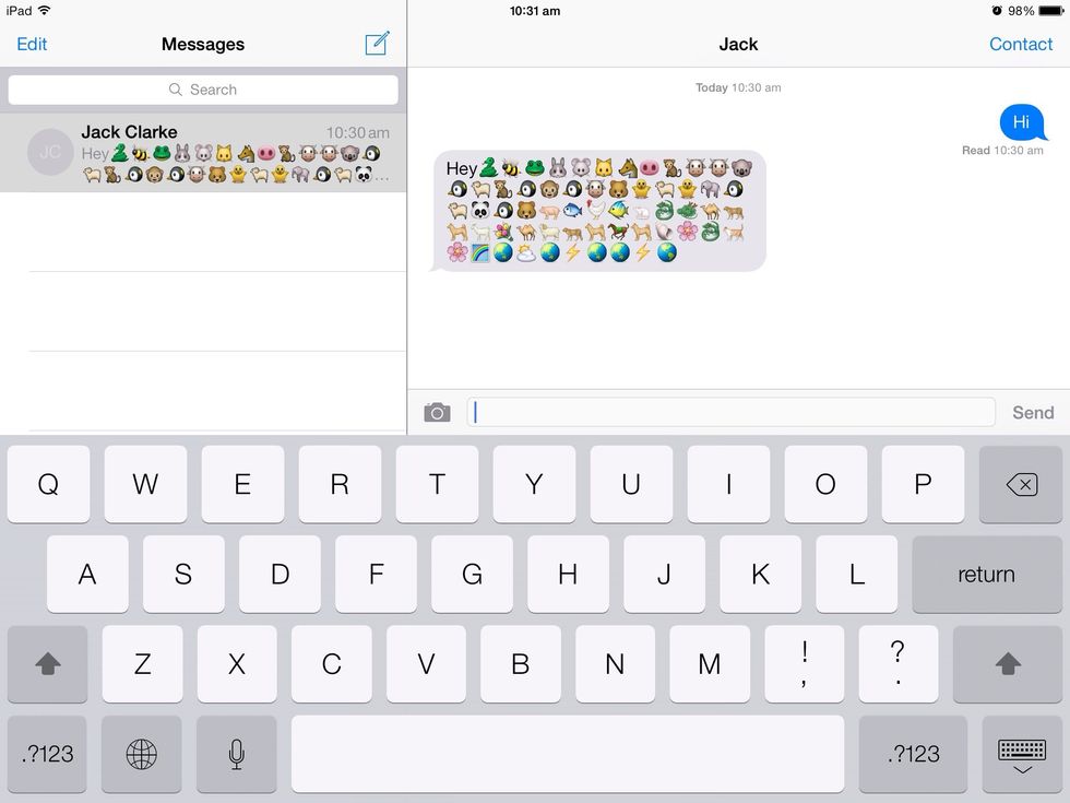 Once your contact has replied, it might take a few seconds to come through. Once it's come through you'll be able to read it straight away. Now you can send messages to all your friends and family.