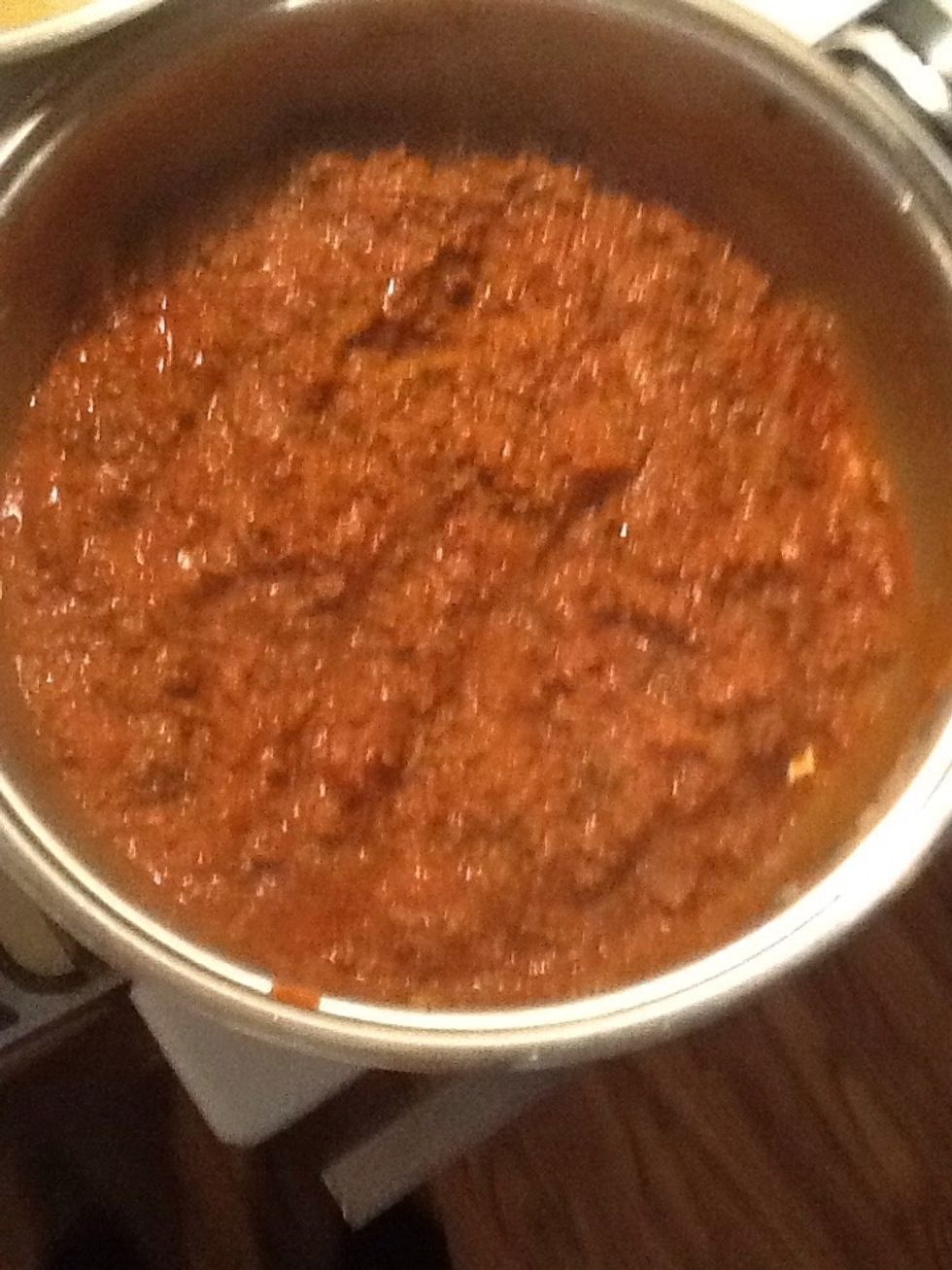 once your done cooking the meat you add the barillia sauce to finish the meat stage and are now ready to assemble