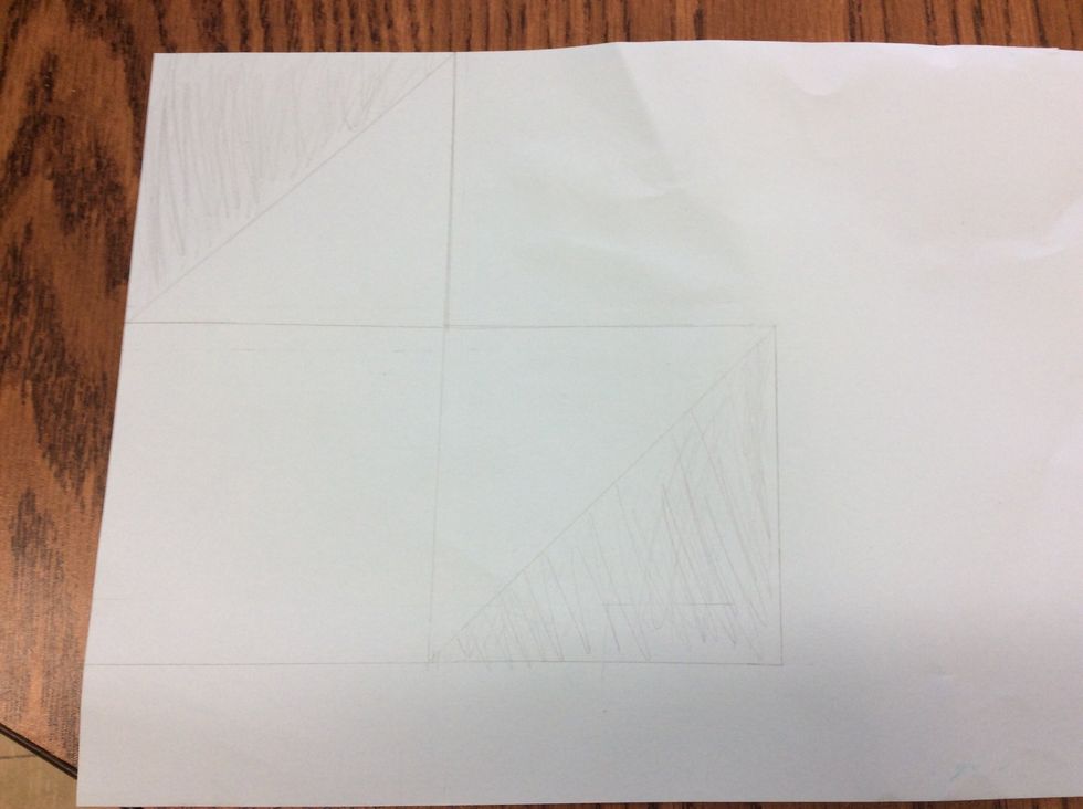 Once Your Done Drawing Your Squares, Split The Two Squares Diagonally In Half Like This And Shade The Two Triangles On The Far Side Then Cut All Around The Blank Parts