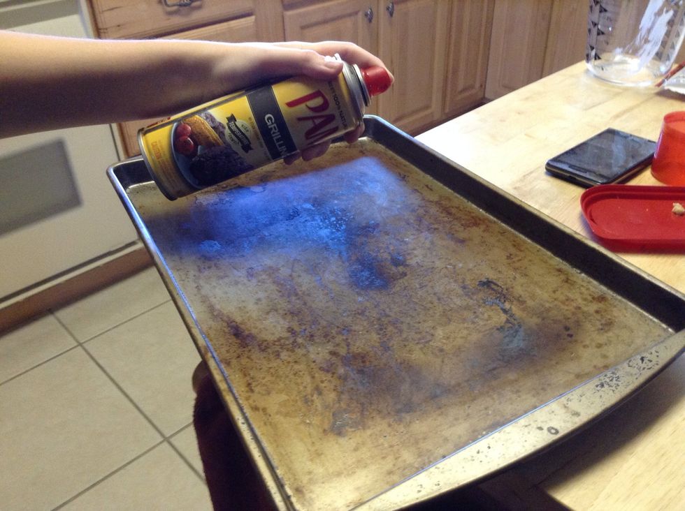 Once your dough is ready spray the pan with some Non-stick spray.