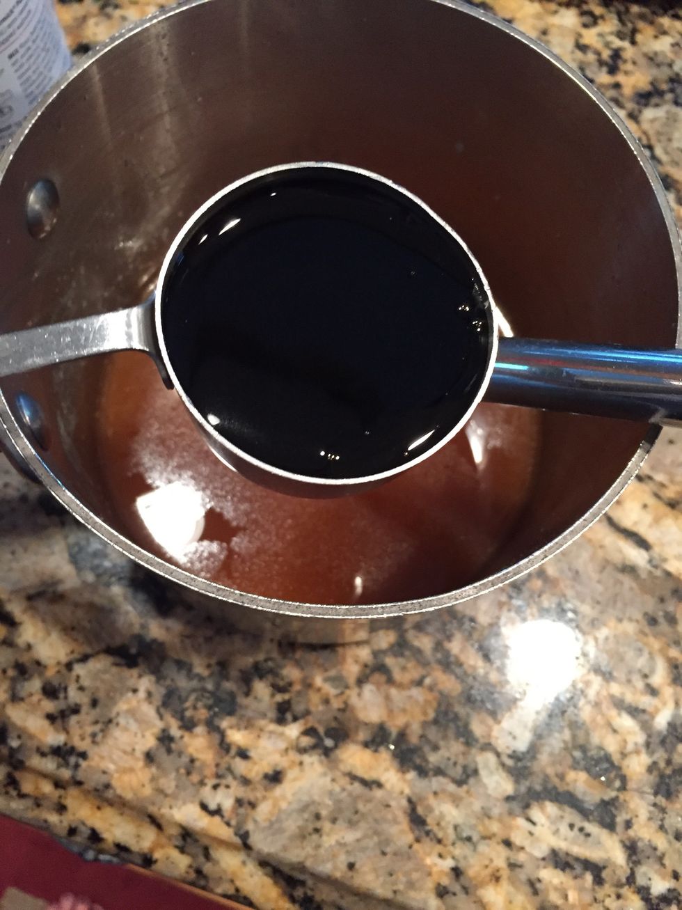 Once your dry ingredients are done, and your butter is browned up, add to the butter: 1/4 c dark molasses