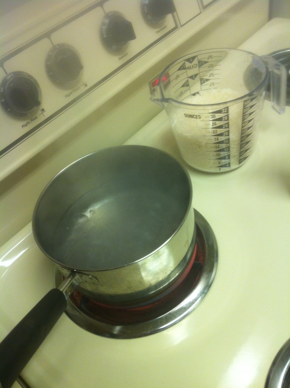 Once your meat is about half way done cooking through (see previous pic), start boiling your water for the rice.