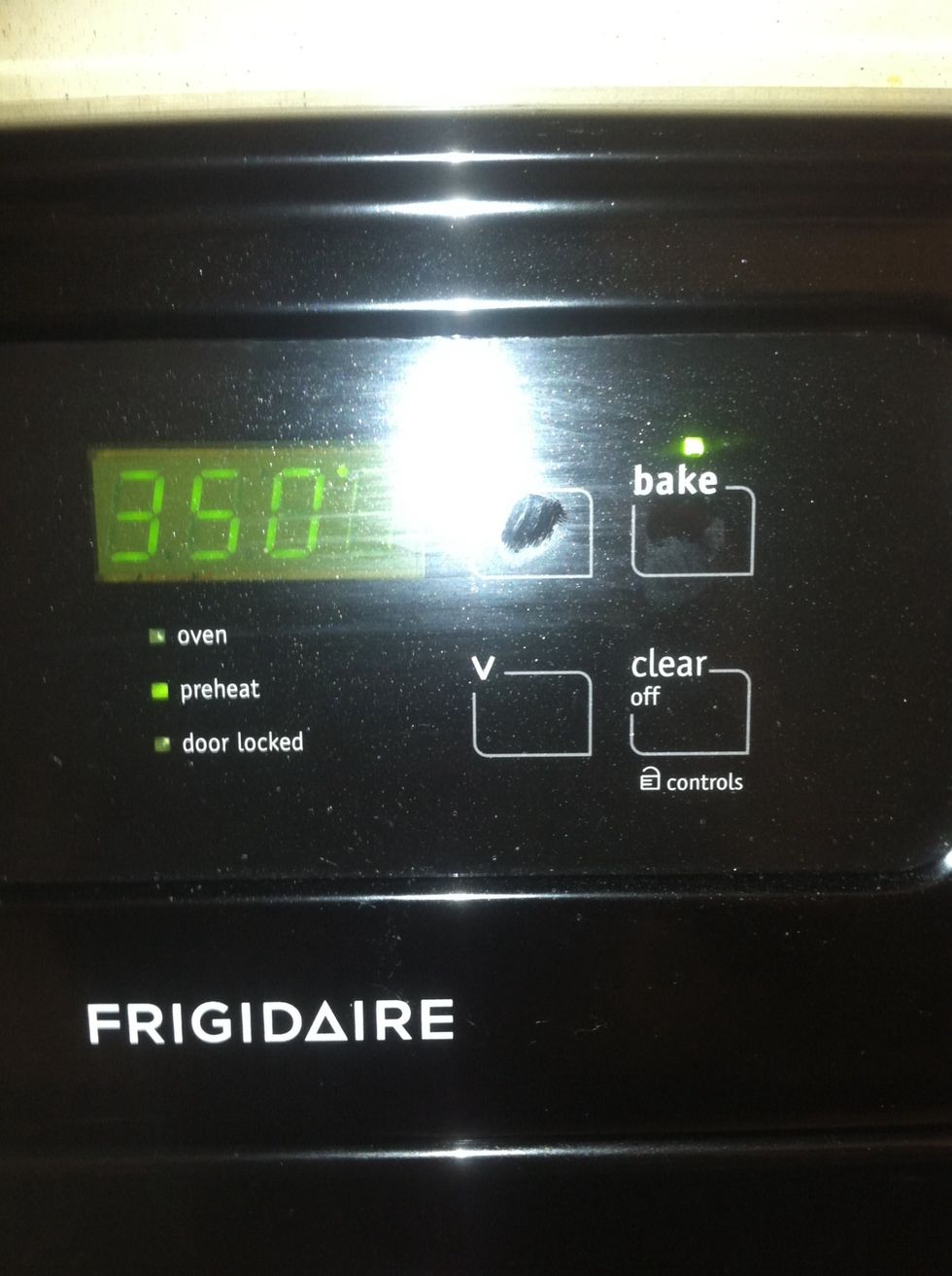 Once your oven has preheated at 350 degrees, bake for ten minutes.