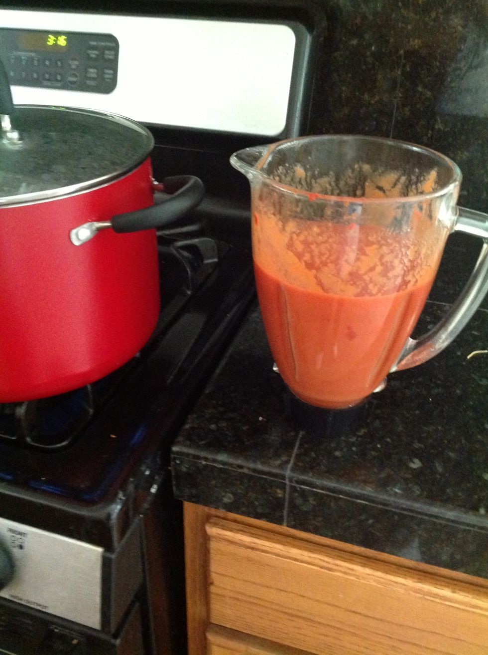 Once your pot is boiling add the paste you made