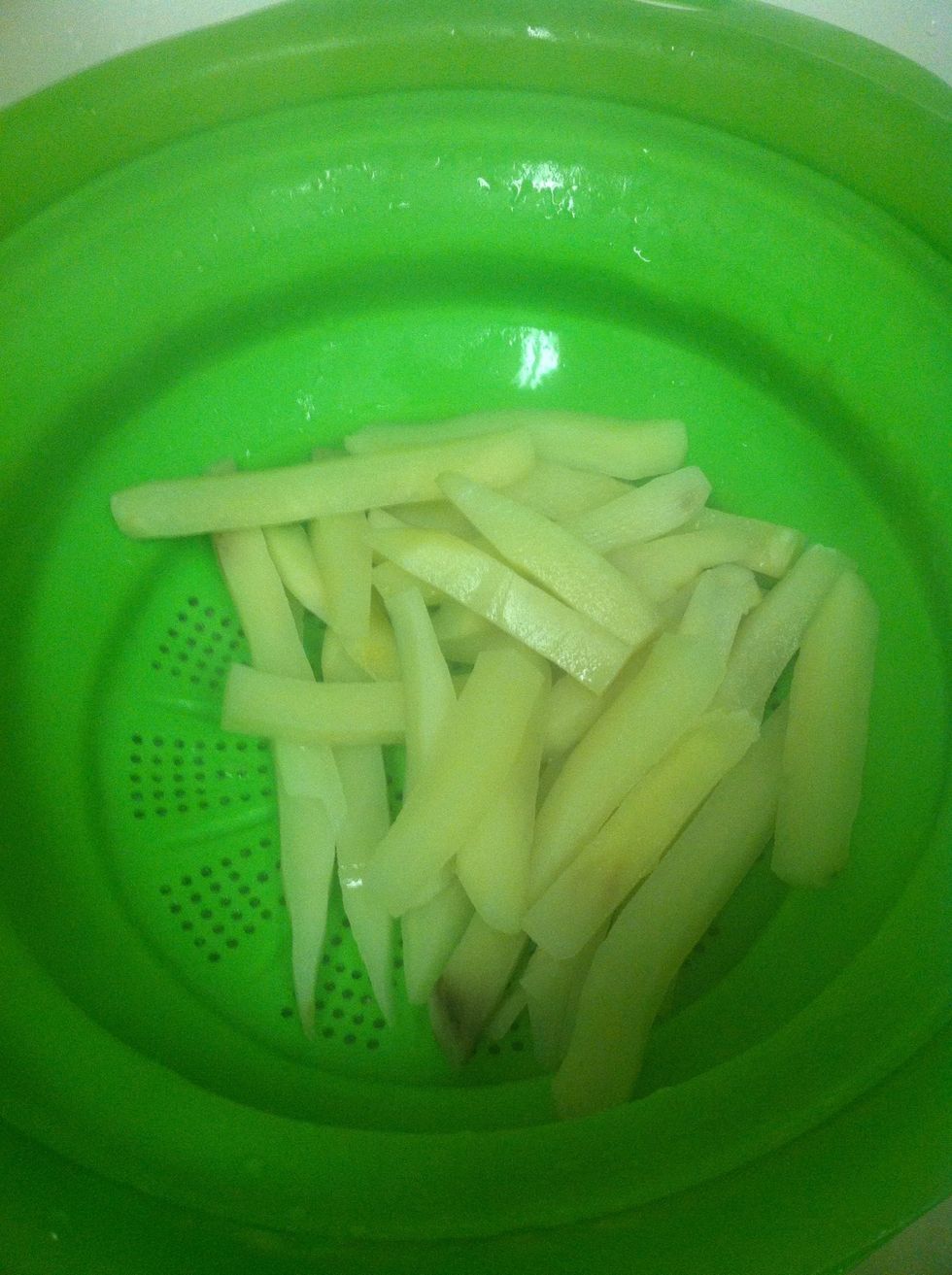 Once your timers up, strain your potatoes and let cool for 5 minutes.