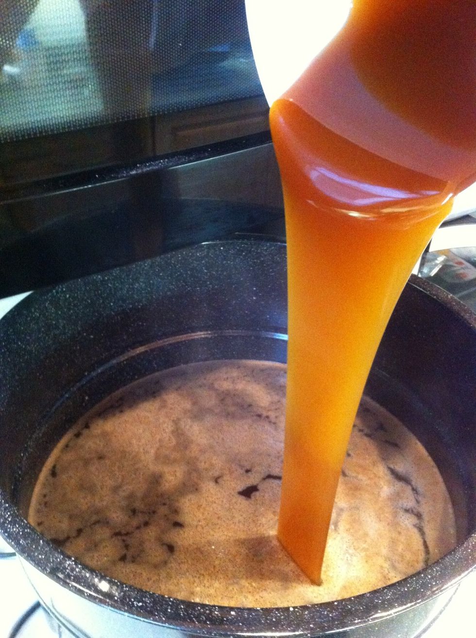 once your wort is close to a boil, turn the heat OFF again. pour in your 5.5 pounds of malt extract. this is a lot of sticky sugar. get it all over you in the process. have fun. destroy the kitchen.