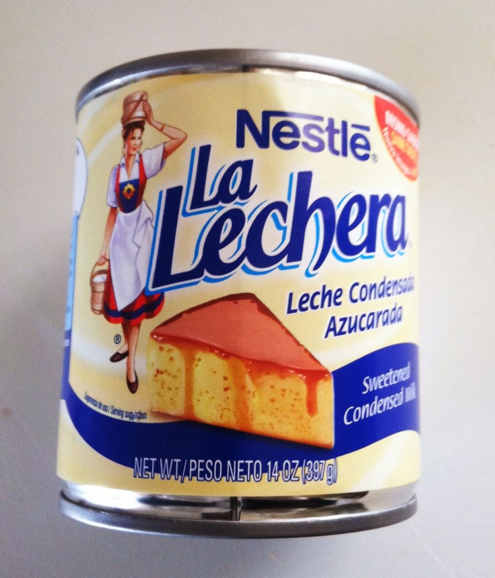 One can of sweetened condensed milk. This milk is sweeter and thicker than both regular milk and evaporated milk.