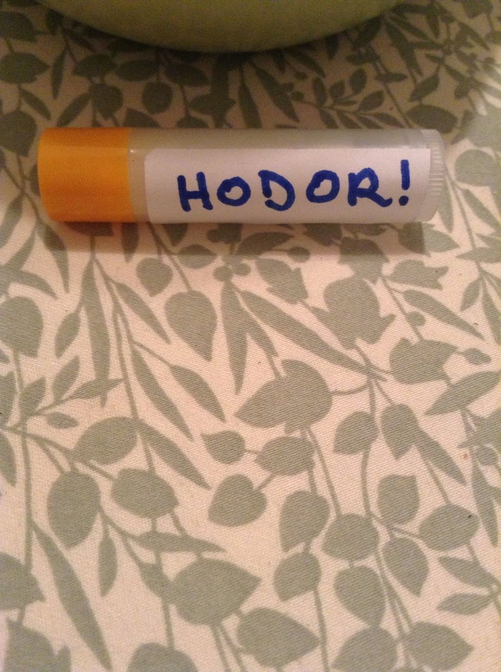 One last note: Give your perfume a name and make up a cute label. Mine's called HODOR! A fragrance for a man, for a woman, for a giant. It's HODOR! (Smells like blueberries and cream!)