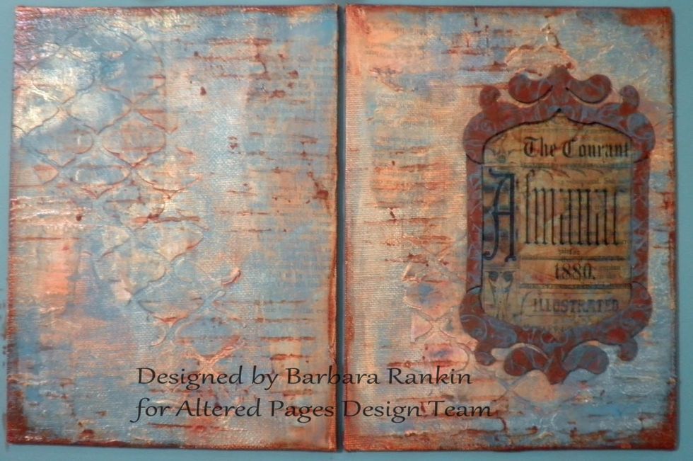 One last thing to finish off the covers is to add a darker color around the edges. I used the DecoArt Burnt Sienna and a tiny bit of retarder, applying it to the edges with my trusty "finger" tool.