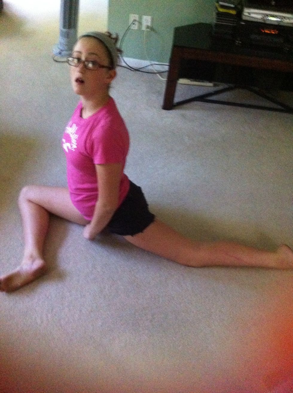 One leg straight one leg bent