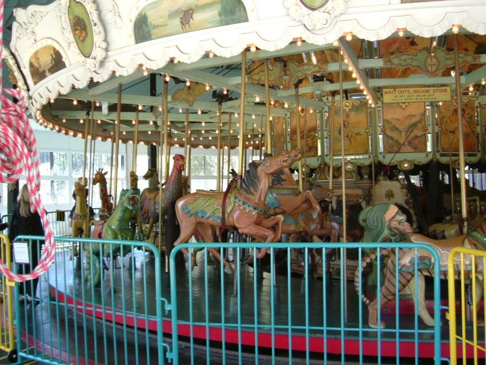 One of our favorite Tilden Park attractions is the merry-go-round. No, it's not free but for a couple dollars you can ride an antique carousel (built in 1911) that has thrilled generations.