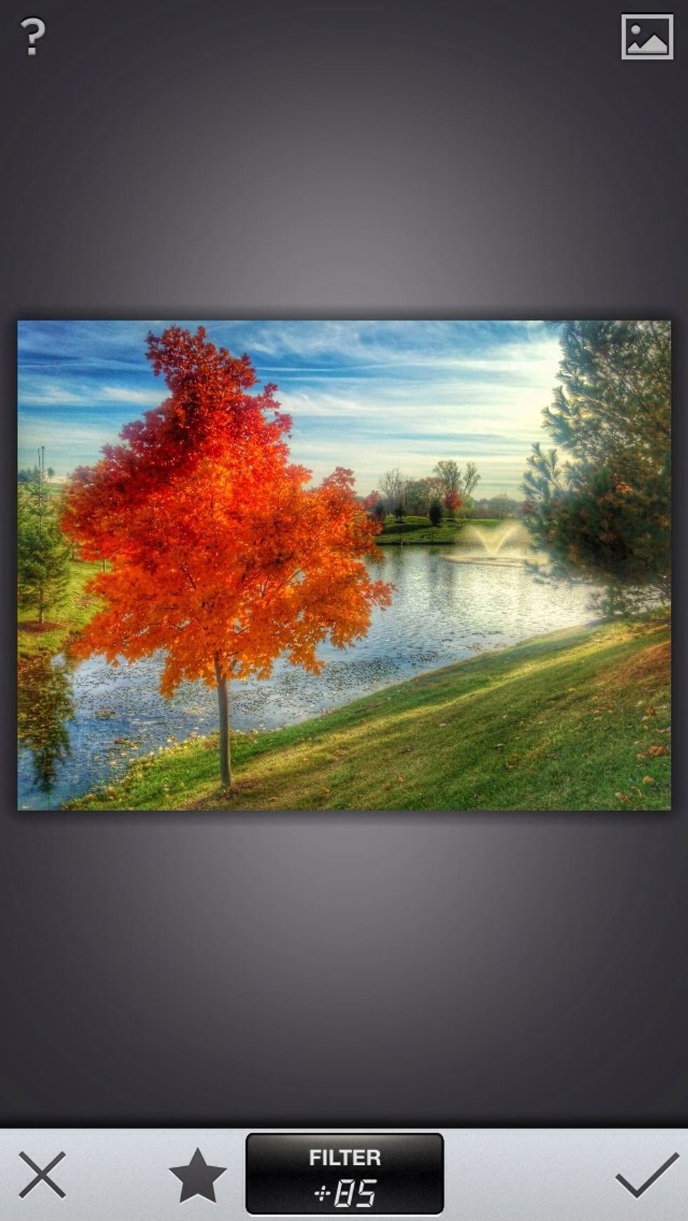 One of Snapseed's newer features is HDR (high dynamic range) which gives your picture a more HD feel. Here it is turned up to 80 which is a little too much.