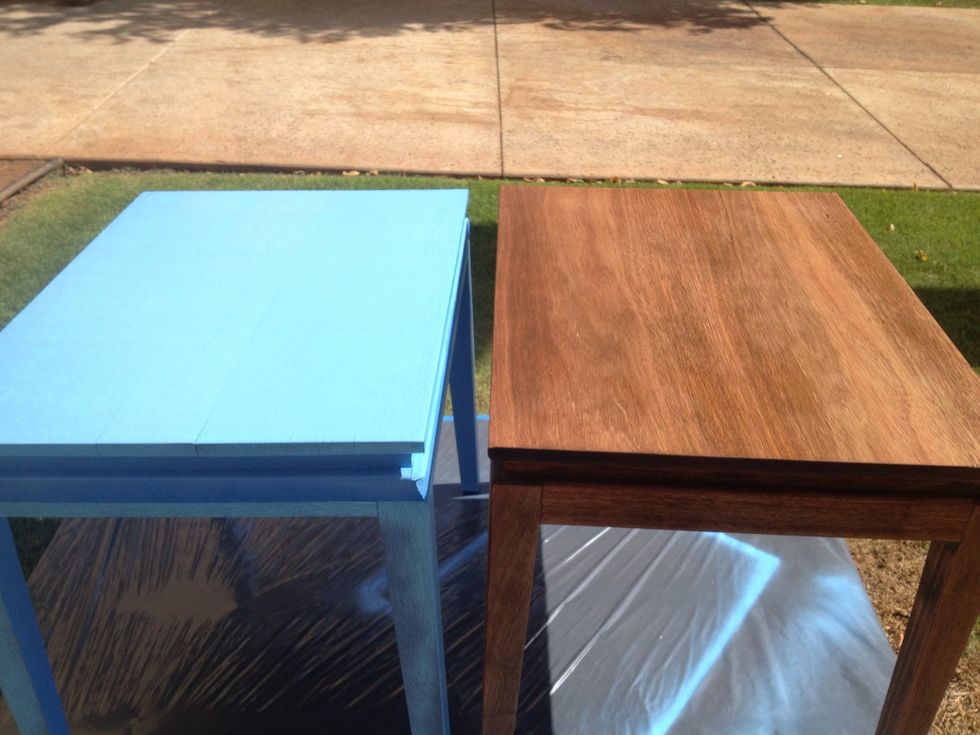 One painted and one sanded and ready