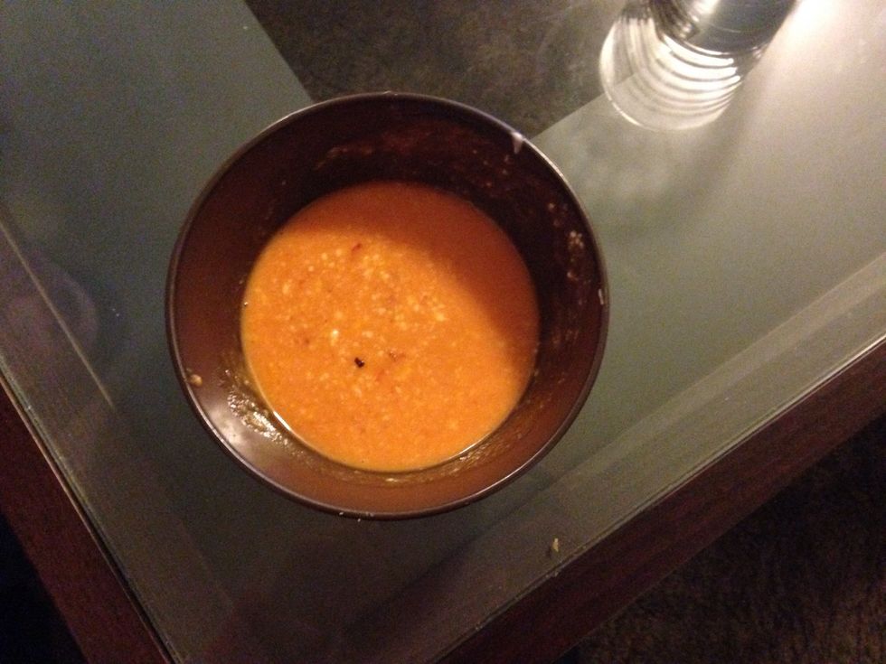 One part mayo to one part sweet chili sauce with however much Siracha spiciness you'd like! (I use 1 cup mayo, 1 cup sweet chilli sauce)