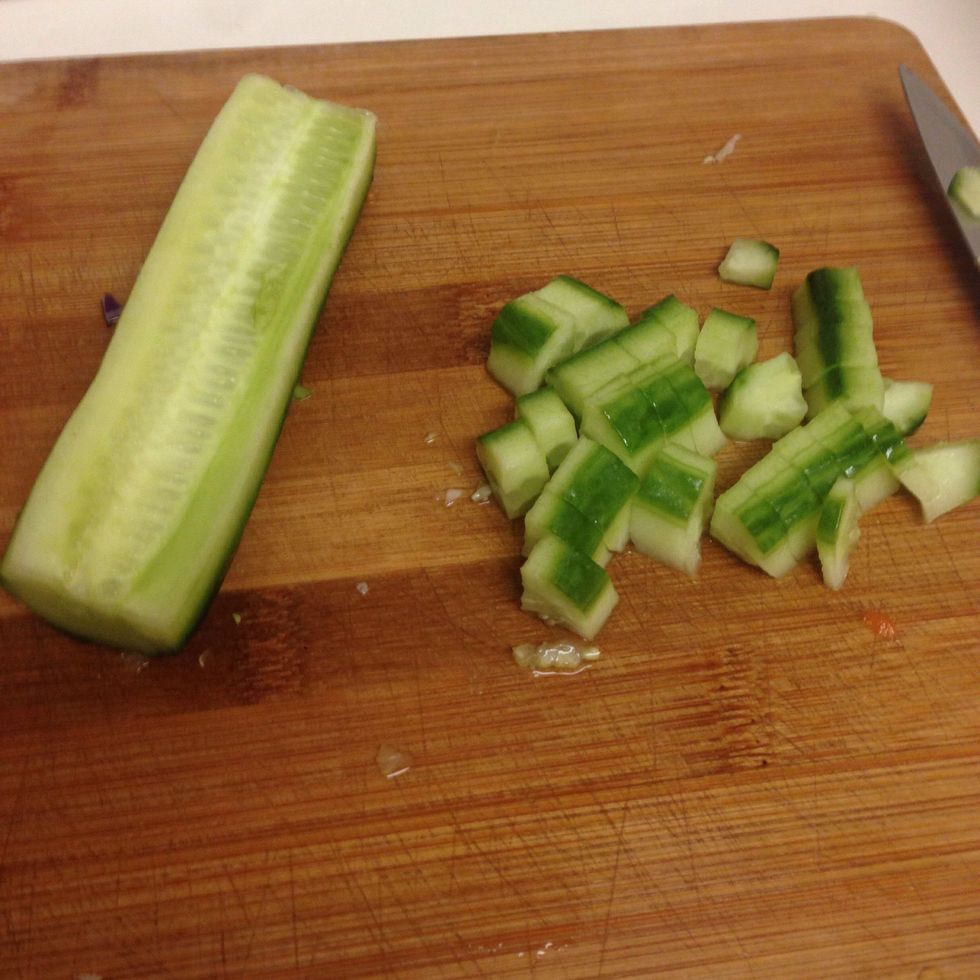 One Persian cucumber, cut into small cubes