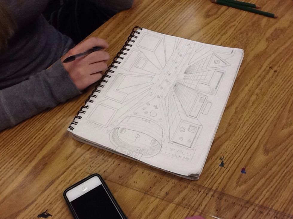One Point Perspective City (in progress).