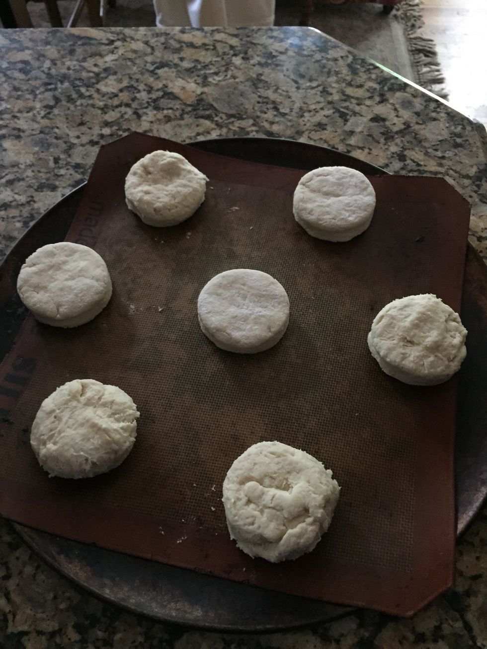One recipe makes about 7 large biscuits