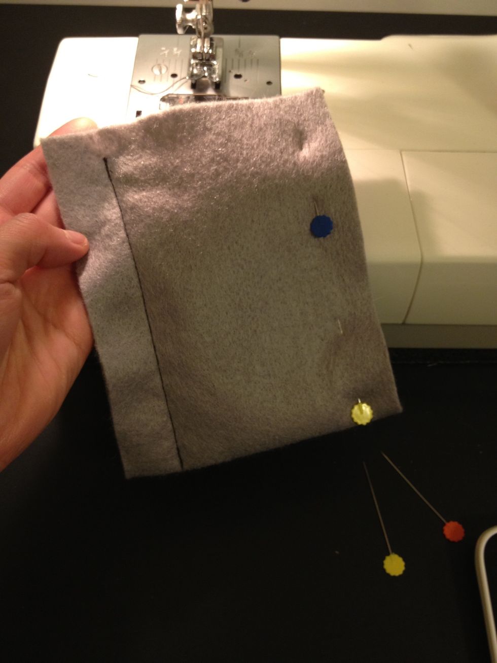 One side down! If you don't have a sewing machine you could do this by hand.