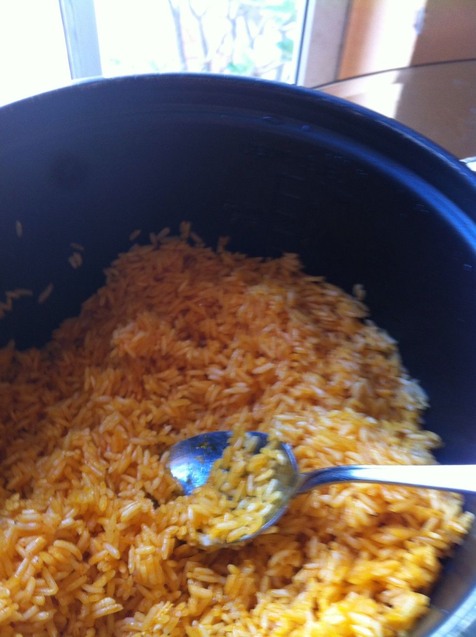 one small spoon of red or yellow rice ( under cook rice / hard lil water )