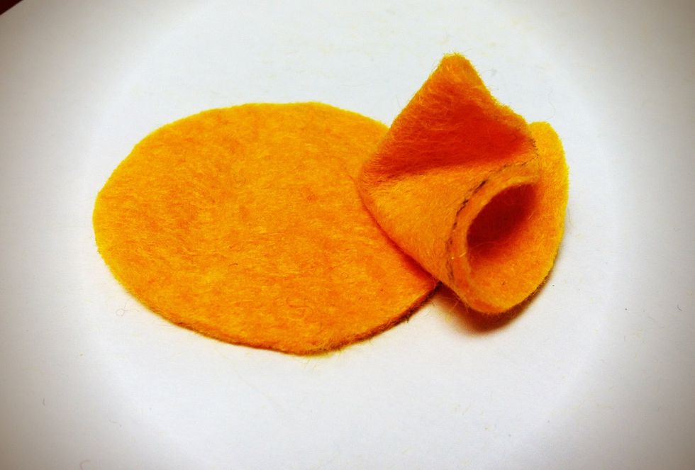 One you've made your petals, place a dot of glue to the bottom of each petal and glue to a single felt circle.