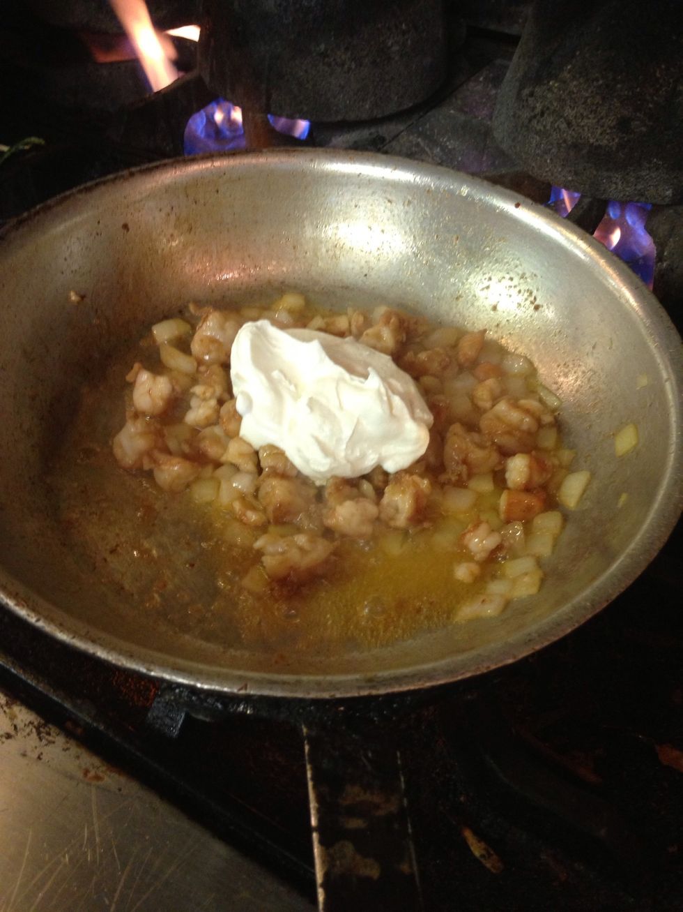 Ones the are completely cooked, add some sour cream