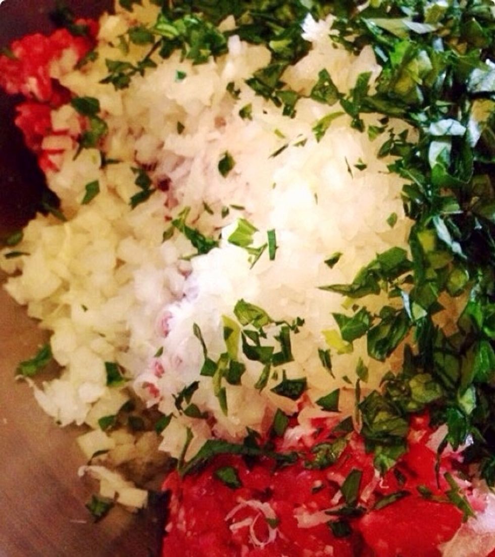 ..onion, olive oil and salt & peppar.