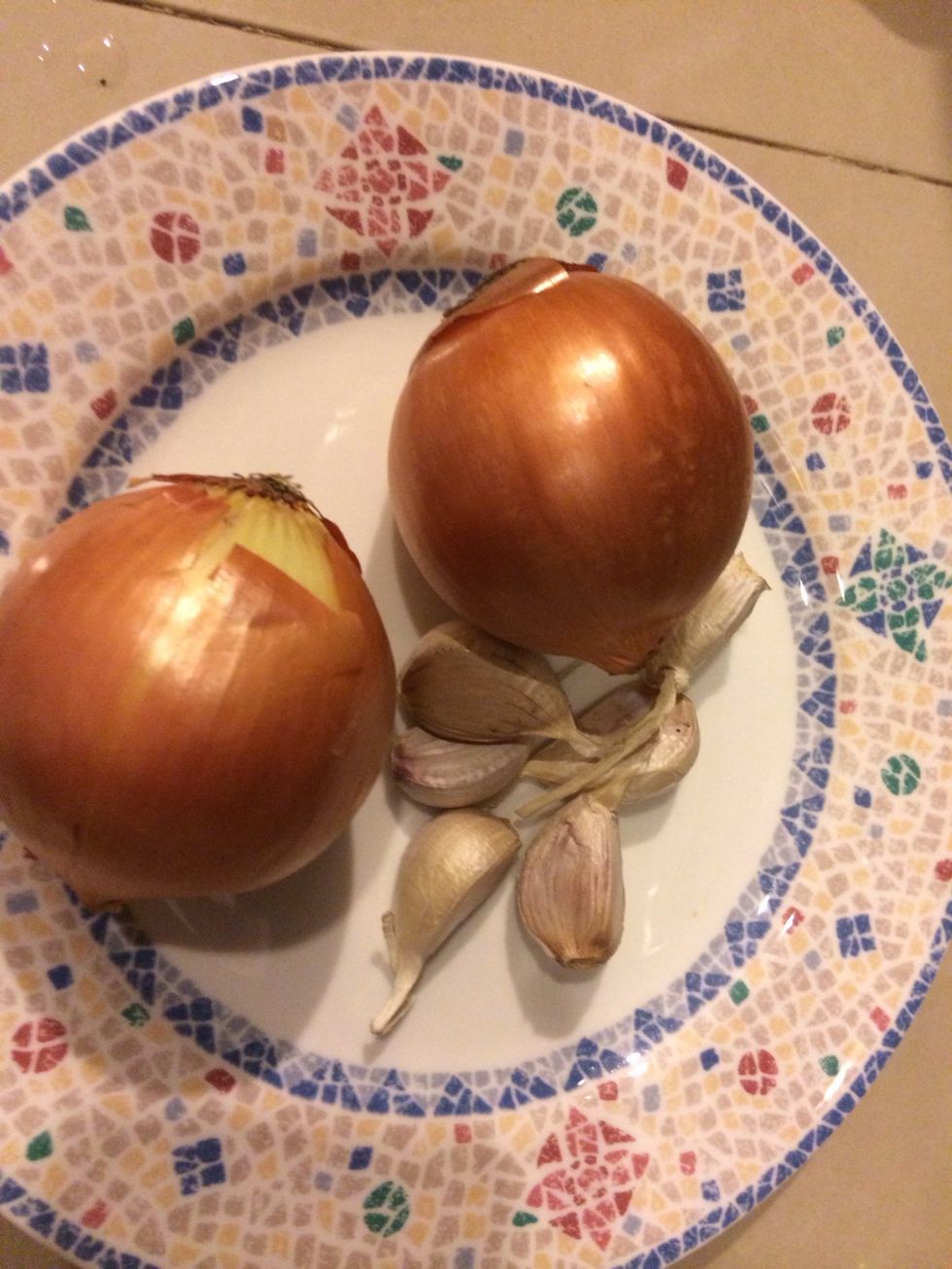 Onions and garlic , chopped finely
