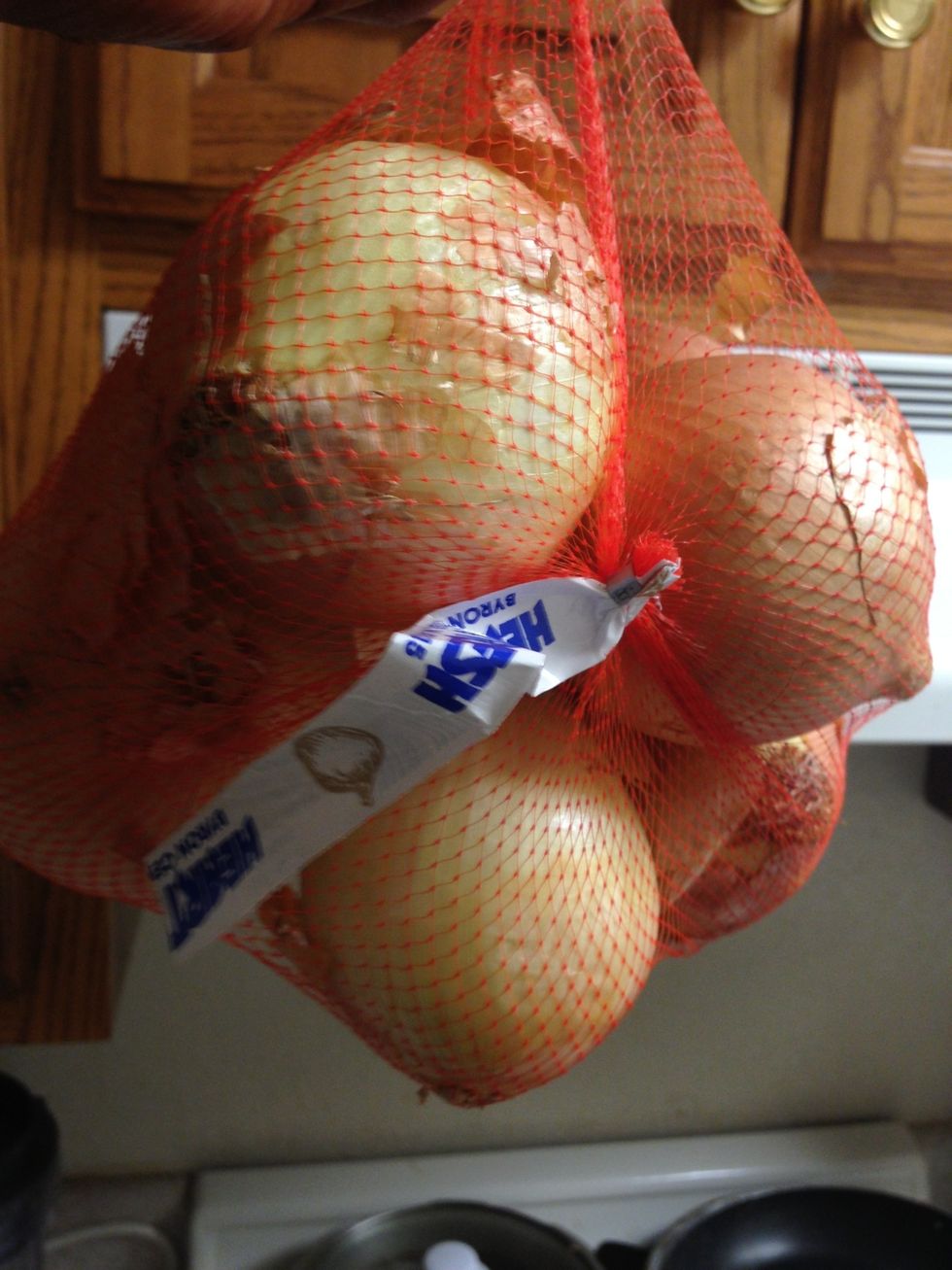 Onions(used 2 out of this bag): I chopped them and added them to the steamed corned beef and stirred for about 3mins before adding the cooked/drained eggplant and stirred it all together for 5-10mins