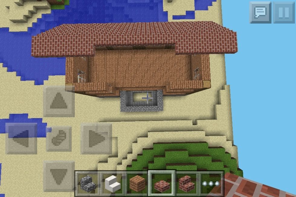 Only keep going in the parts of the roof sticking out.