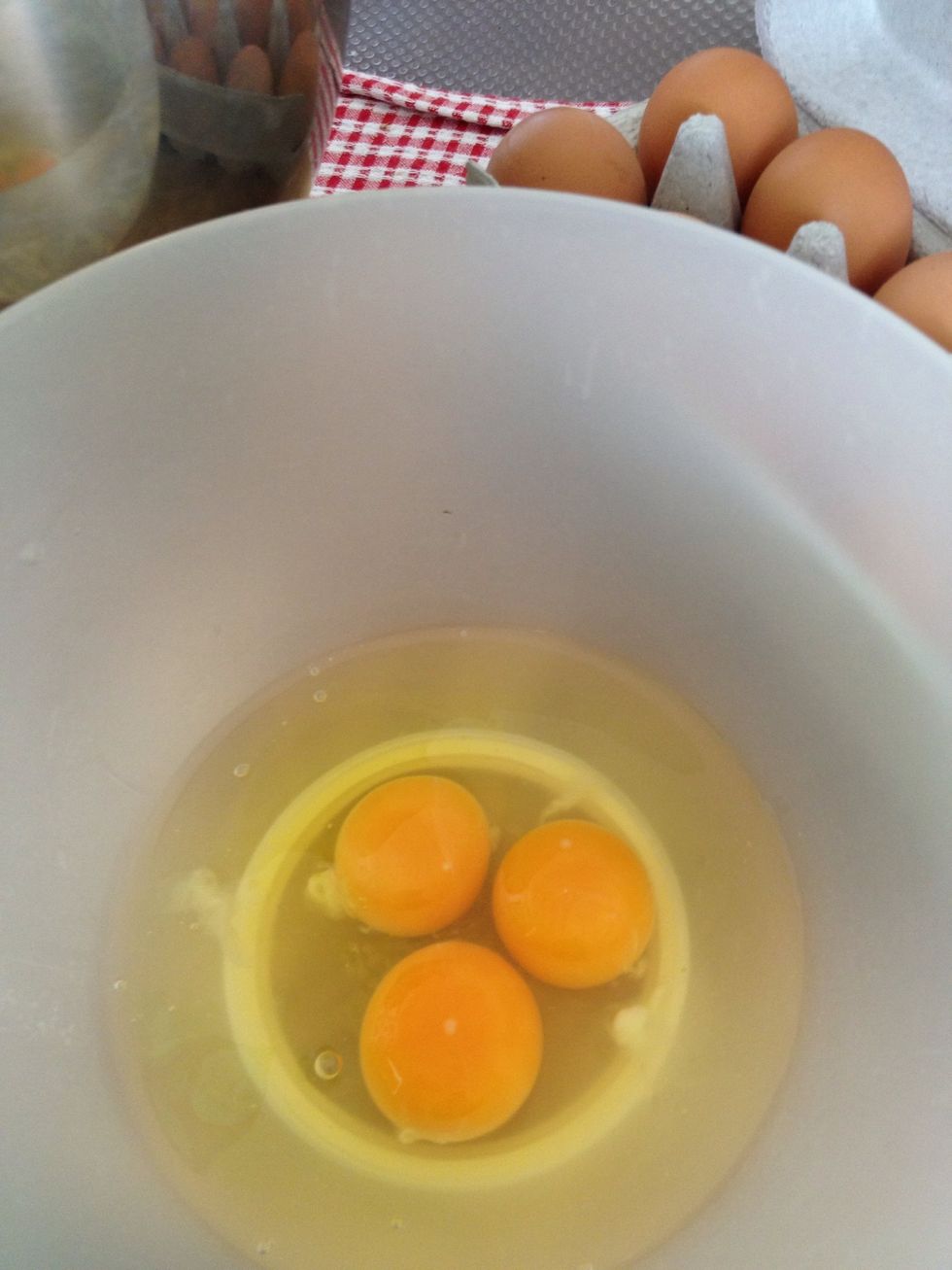 only the yolks will be used, so separate the yolks from the whites