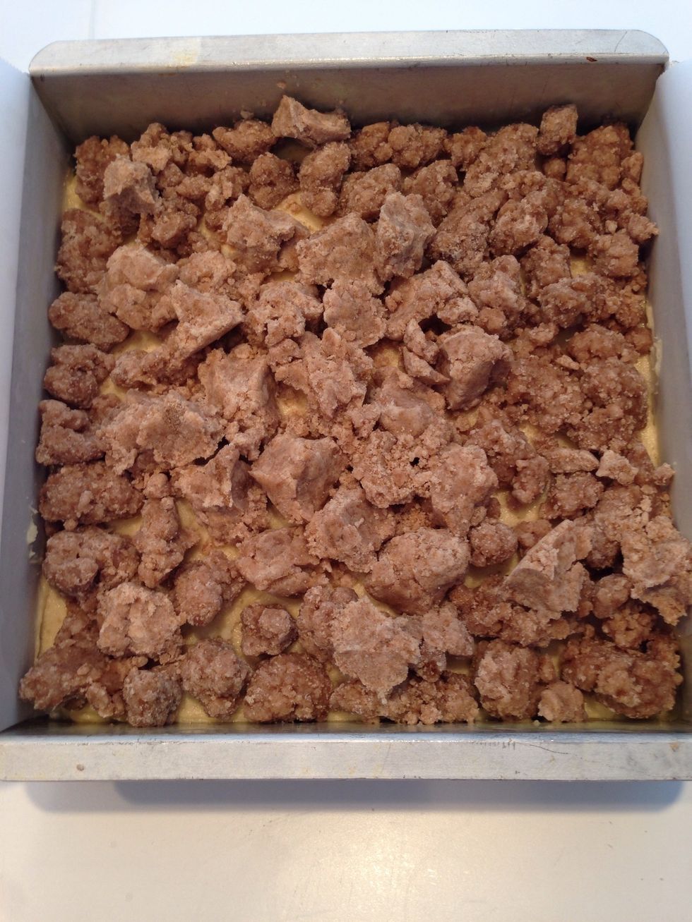Ooh la la. Ready to go in the oven at 325. Bake for 30 minutes then test with a toothpick. Should come out clean.