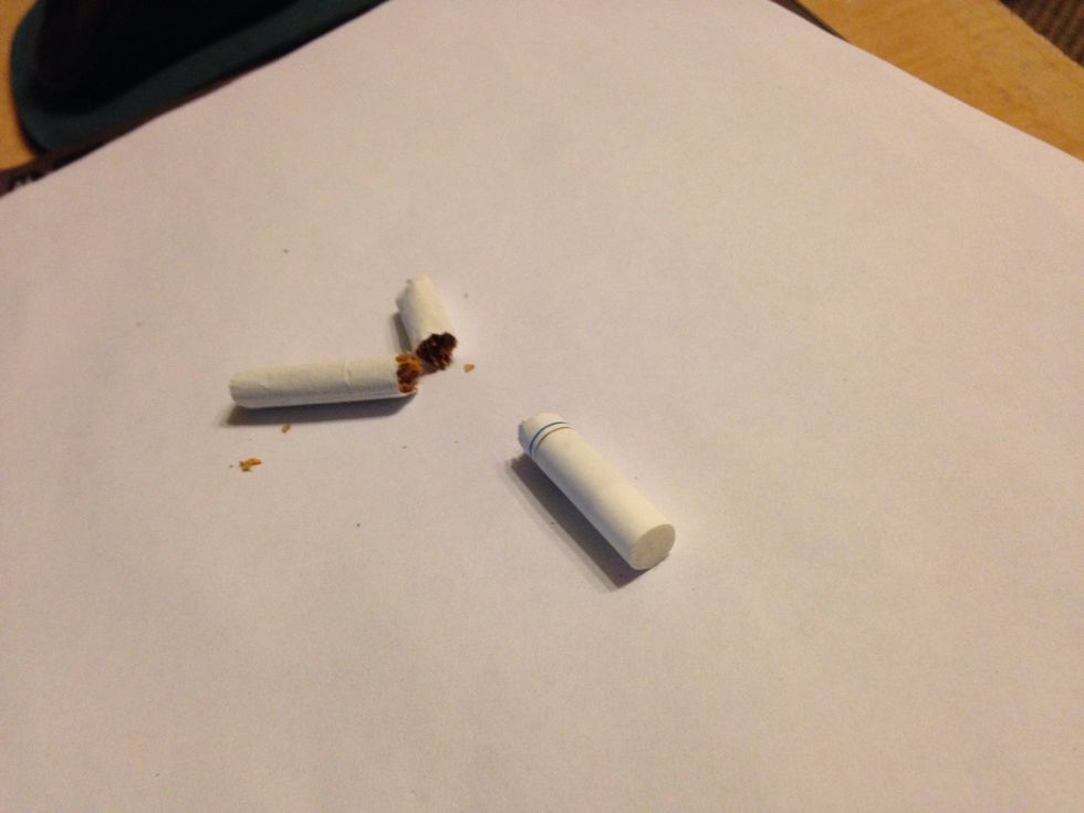 Oops! Cigarettes tend to break easely. ( this one got broken in my pocket )