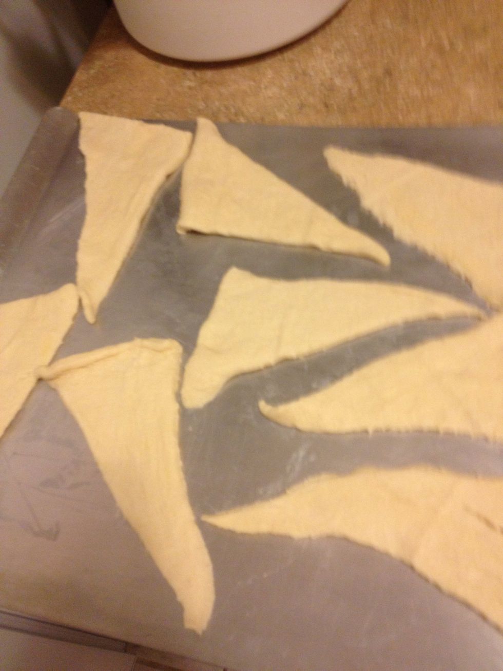 Open a can of crescent rolls and bake them flat like this