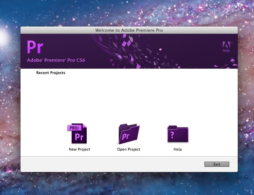 Open Adobe Premiere Pro and select New Project.  Note: Being over your AFS quota can cause significant problems; check your AFS quota at my.cmu.edu.