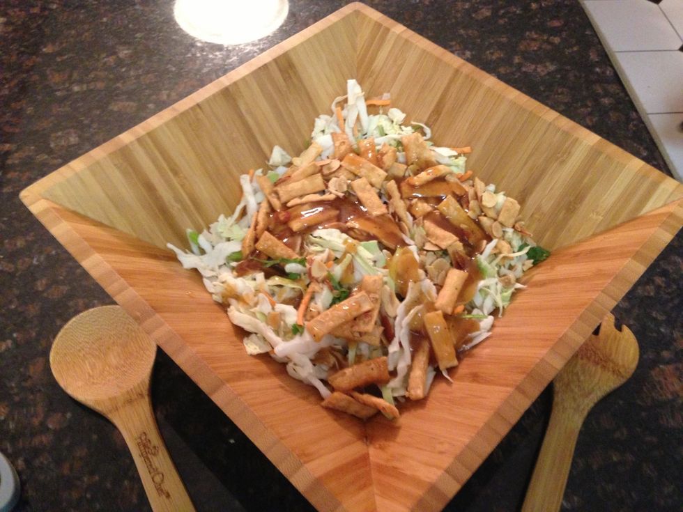 Open all & pour on top of salad.