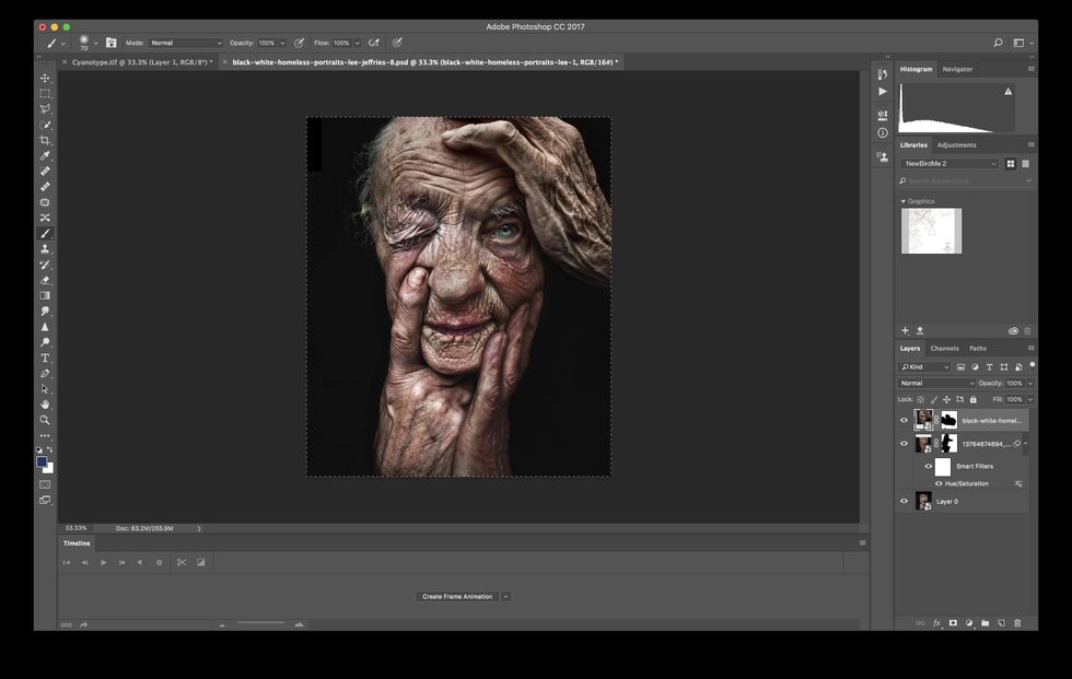Open and color correct/edit your digital image. Go to the Image/Image Size menu and make sure and make the longest side of your image 8 and your resolution 360.