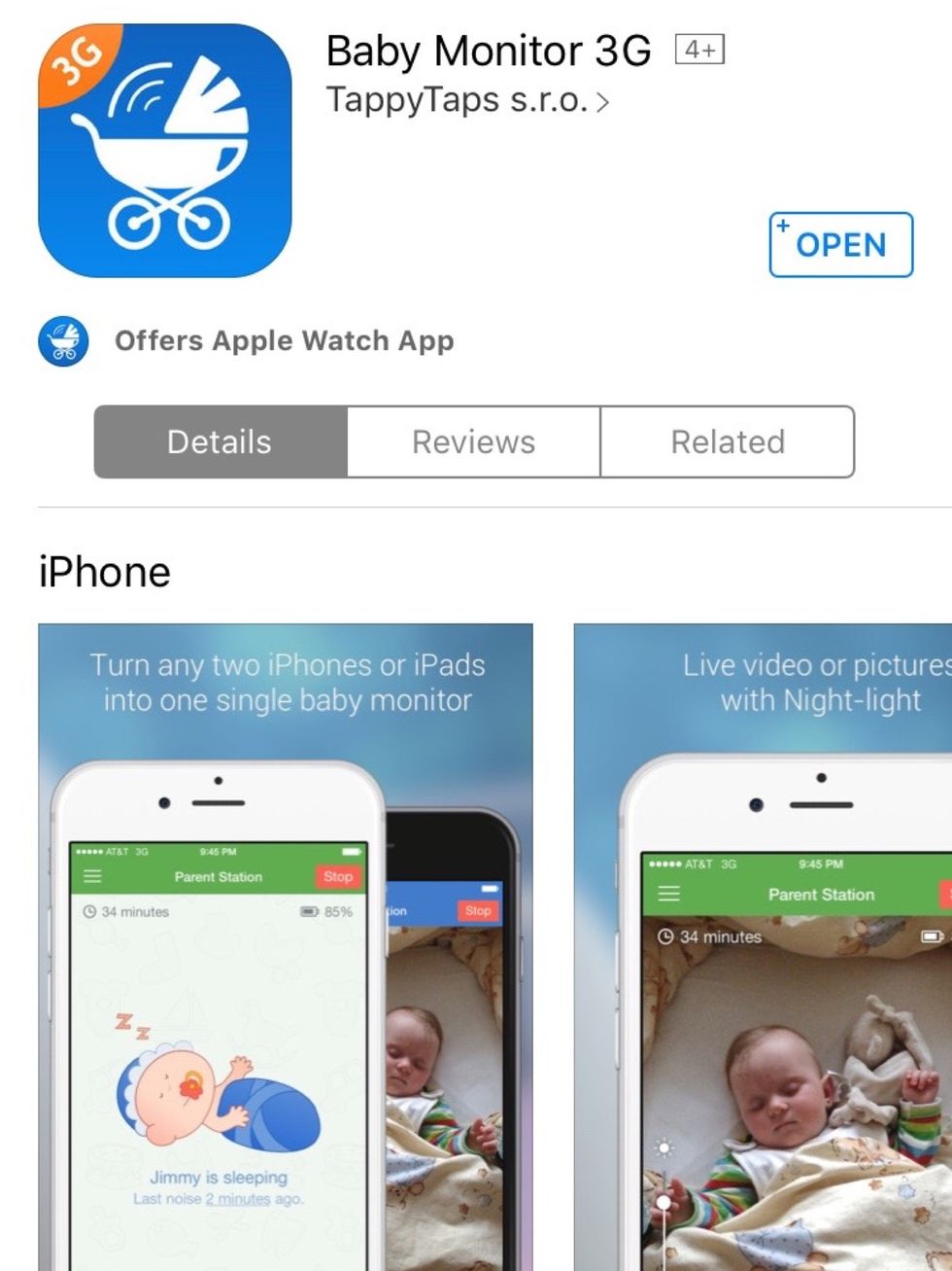 Open app store and search for "Baby Monitor 3G". This app will turn your iDevices into baby monitor. It is available on App store for $3.99