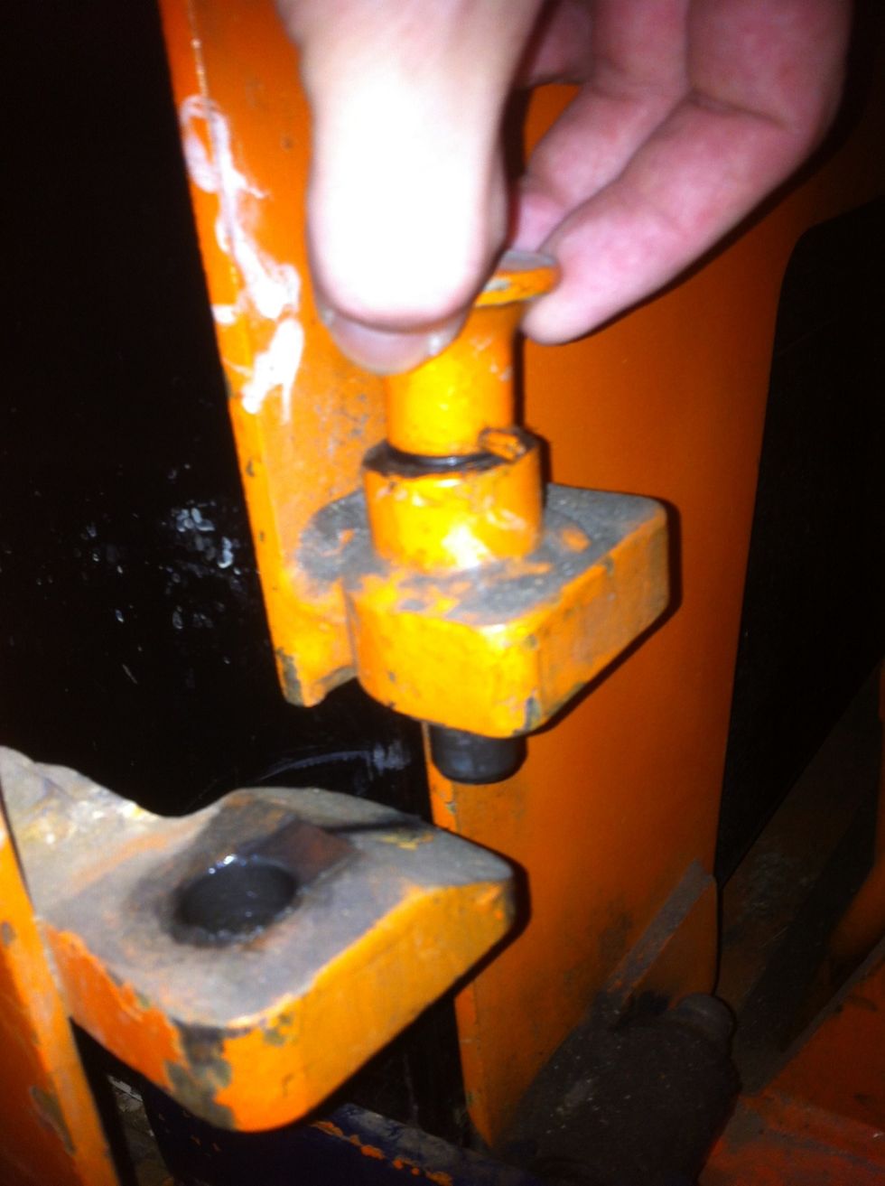 Open forklift battery door