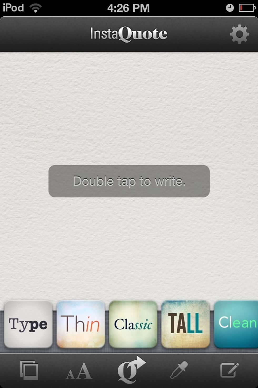 Open InstaQuote, load your photo, input text and fiddle with it until you like it