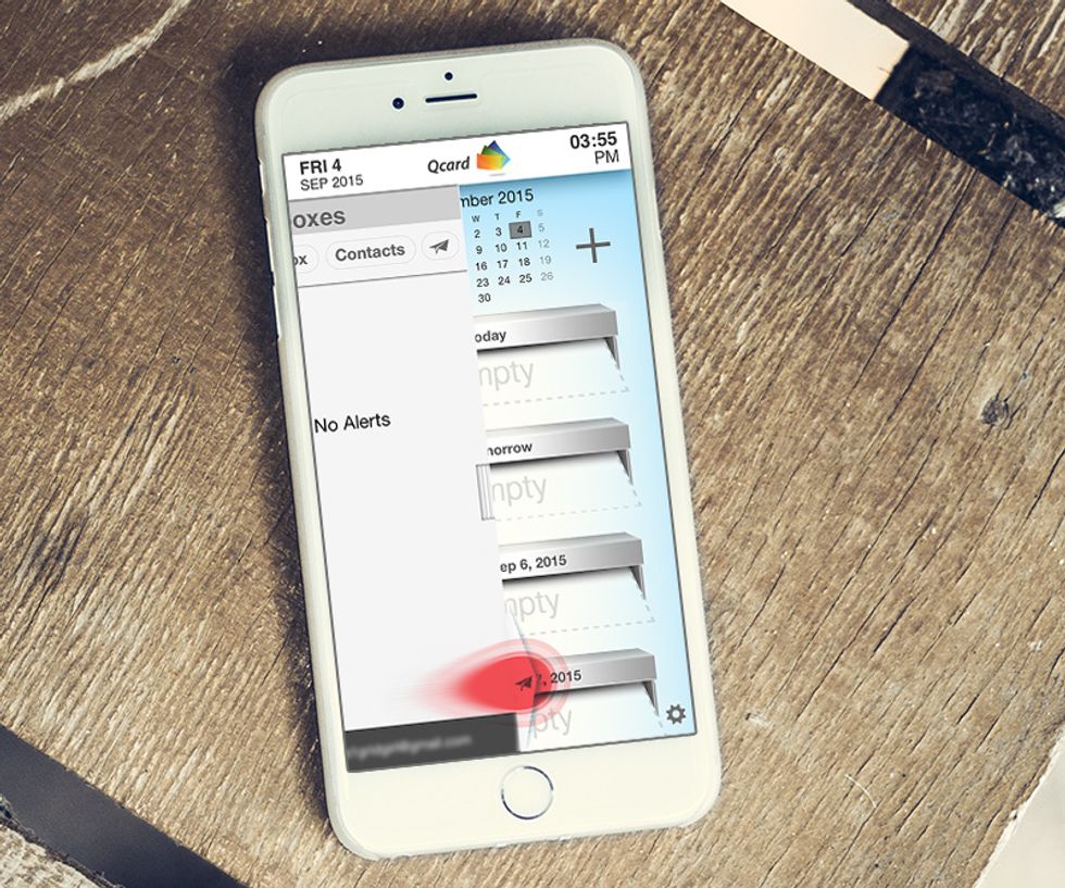 Open Qcard and slide out the 'Mailbox' tab