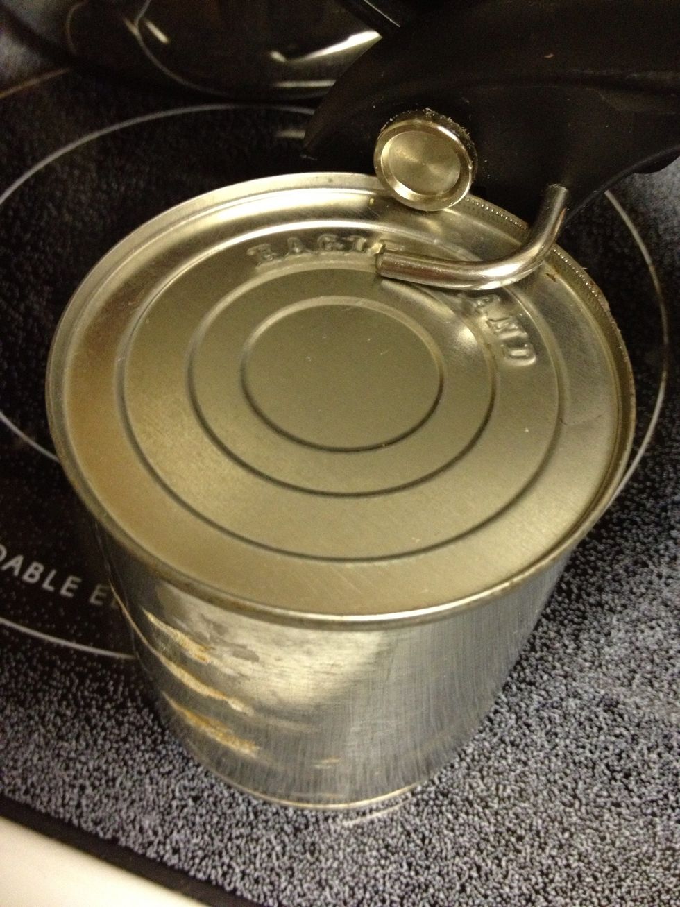 Open second can. Here I had to use a can opener. (I don't do both of these at the same time because I find it easier to handle separately.