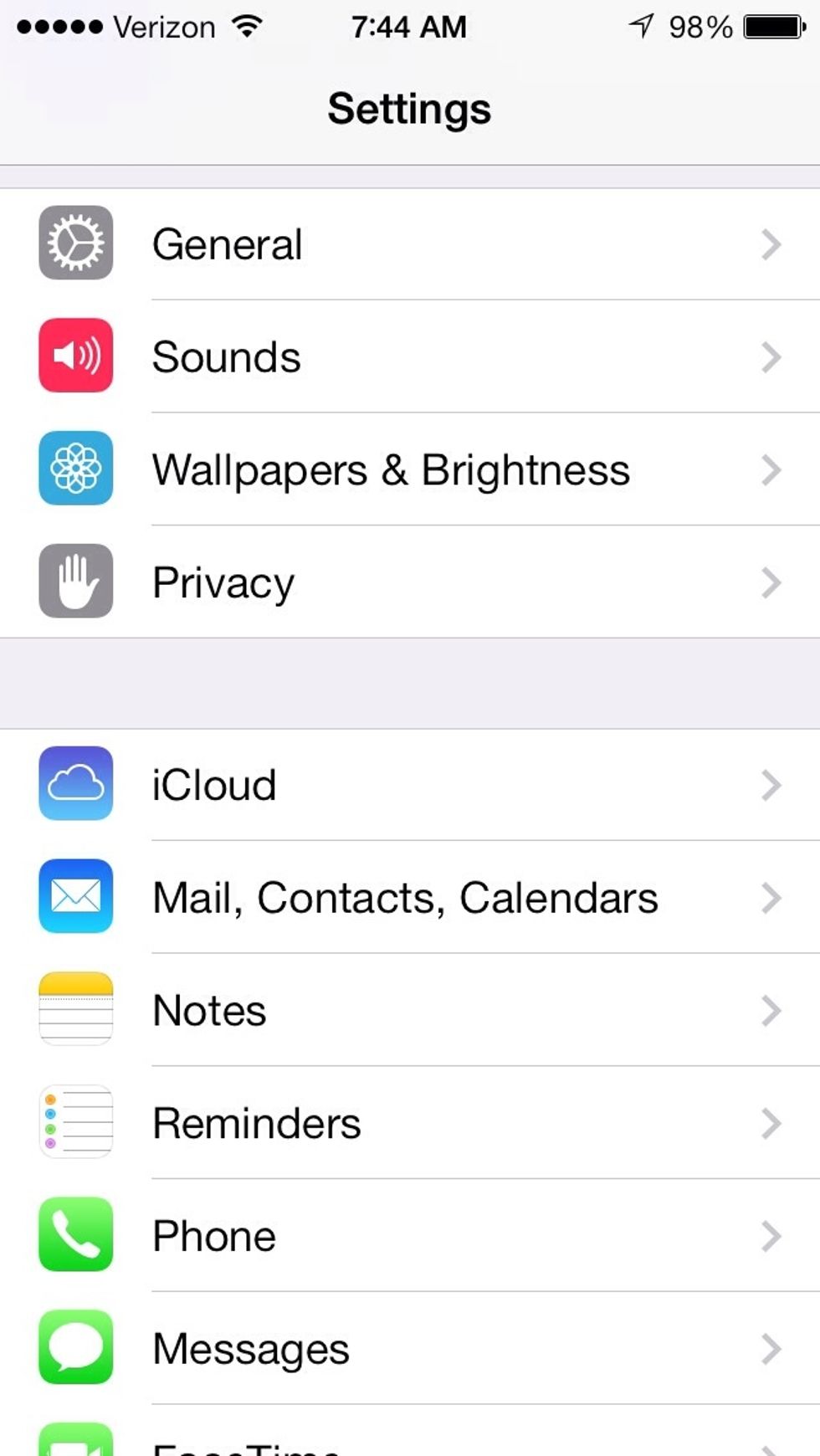 Open settings app and choose iCloud.