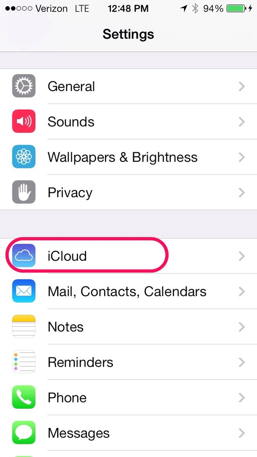 Open settings app, scroll down and choose iCloud.