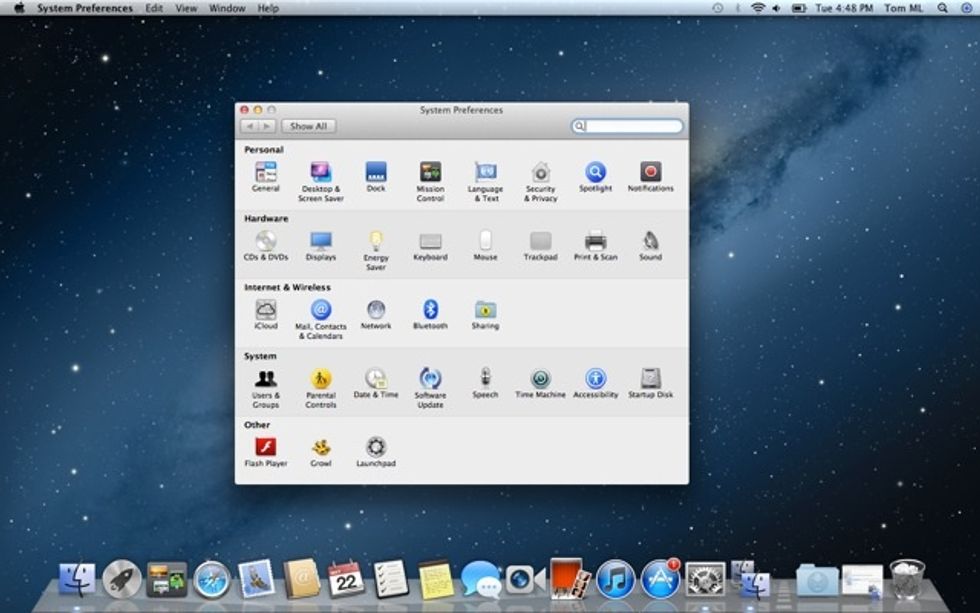 Open system preferences