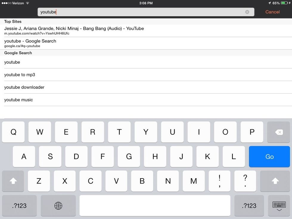 Open the app and search for YouTube