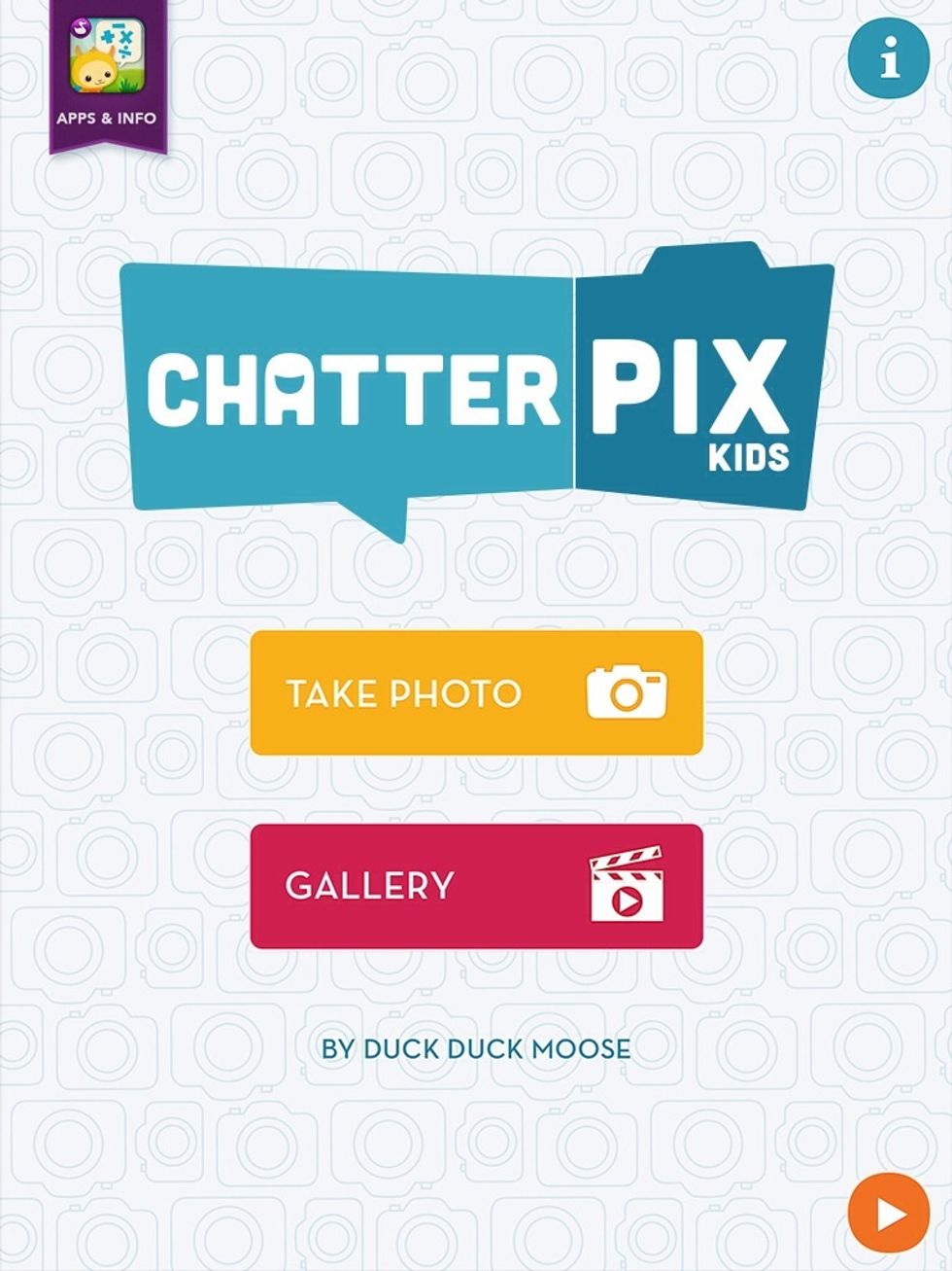 Open the app and watch the animated intro if it pops up.  You can watch the instructions and click Done in the upper left corner to start creating.  From this screen, you want to click Take Photo.