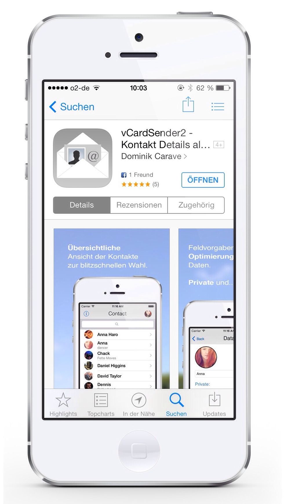 Open the AppStore and search for \u201evcardsender2\u201c.