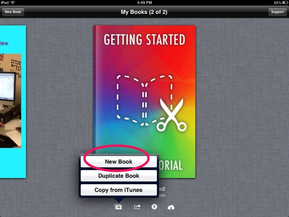 Open the Book Creator App. Select the + symbol. Select New Book.